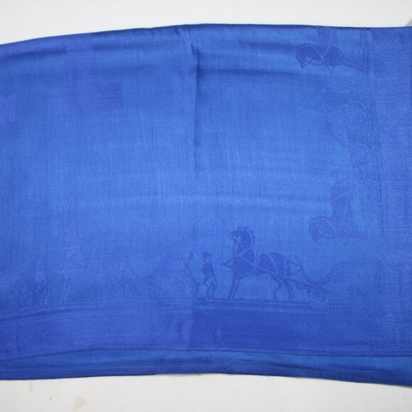 HERMES Scarf Shawl Wrap Stole 65% Cashmere 35% Silk Blue Used - Picture 3 of 14